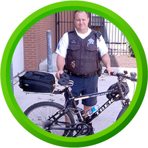 Police Officer using a Spiderflex comfortable bike seat for occupational use for comfort and health